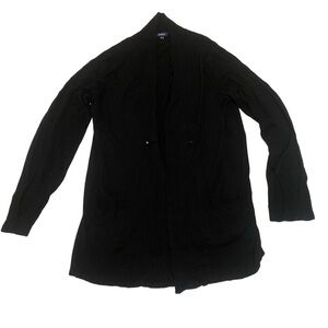 Reitmans Black Ribbed Knit Open Front Cardigan - XL/TG
